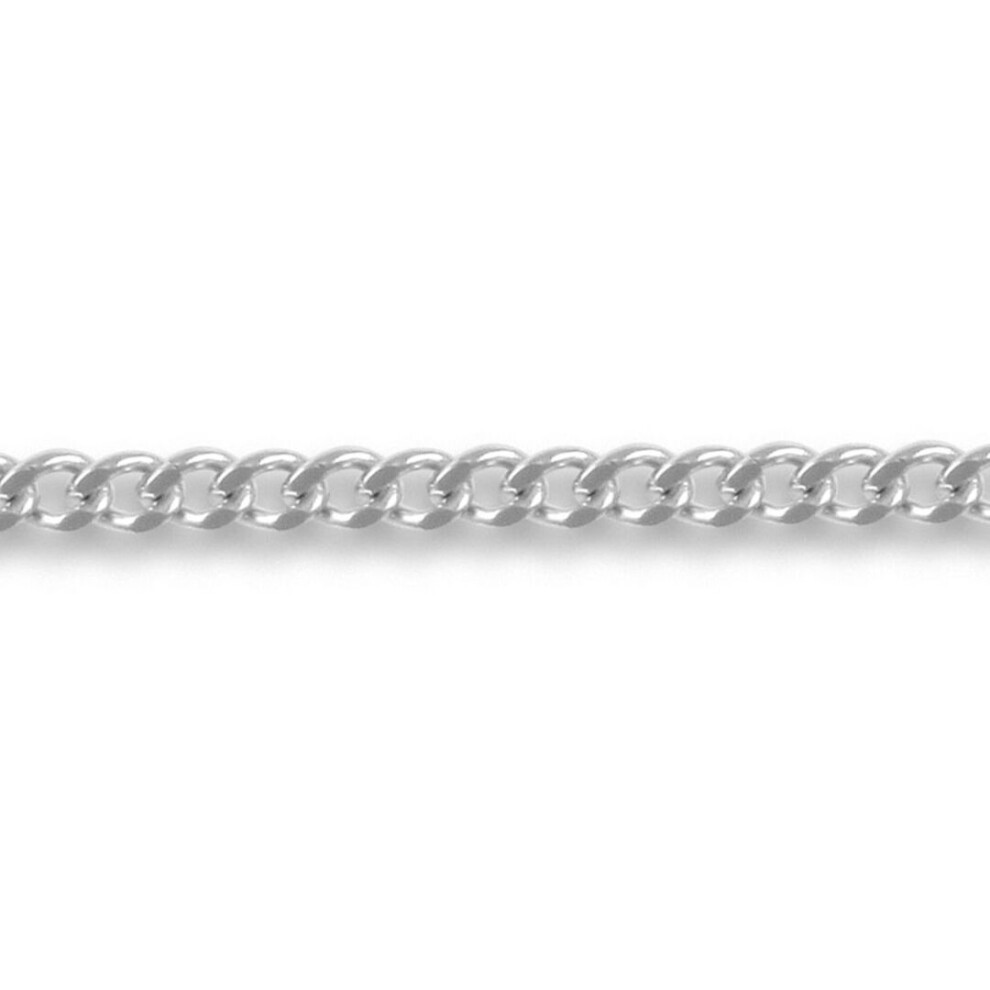 Jewelco London (18) Unisex Solid 18Ct White Gold Curb 1.8Mm Gauge Pendant Chain Necklace - Jcn051d