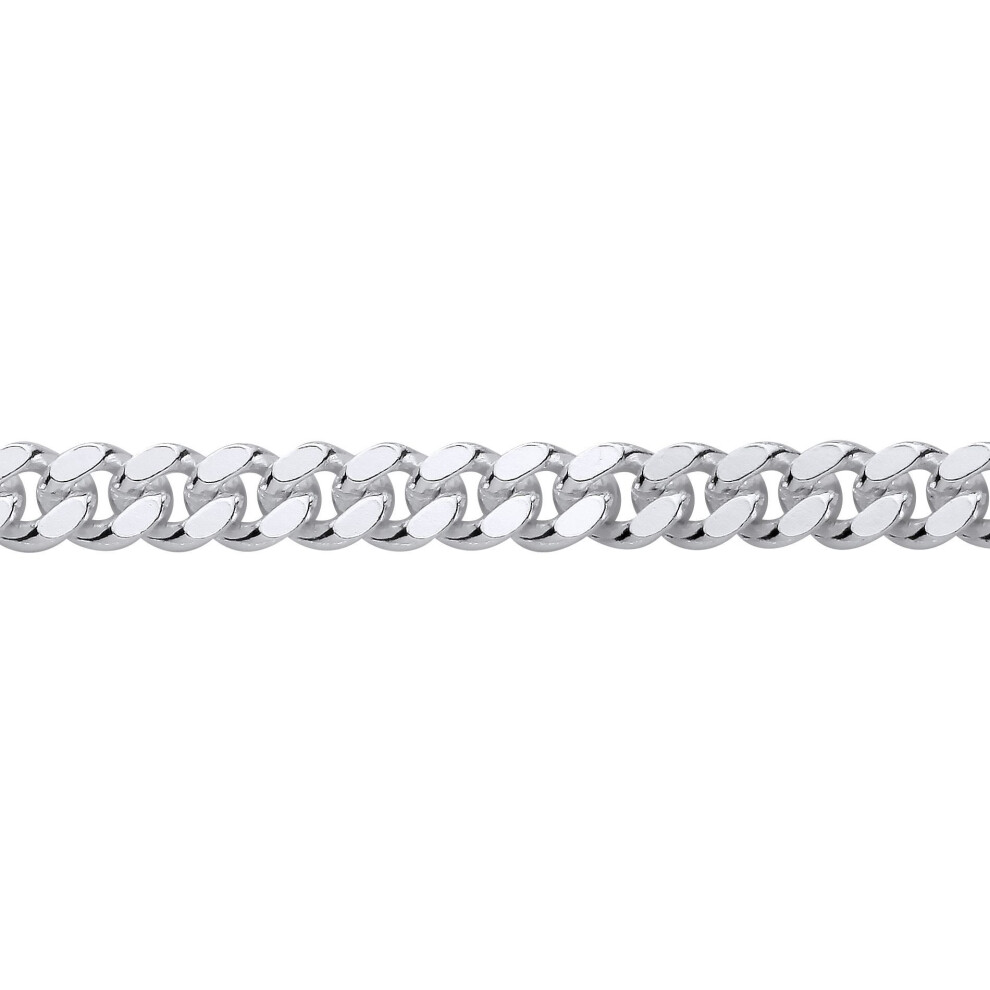 Jewelco London (22) Rhodium Plated Sterling Silver Traditional Diamond-Cut Faceted Curb Curb Chain Necklace - Gvch68