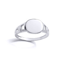 (E) Jewelco London Kids Sterling Silver Curb Link Oval Signet Ring - GVR27K