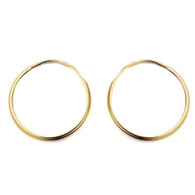 Jewelco London Ladies 9ct Yellow Gold Plain Polished Sleeper 1mm Hoop Earrings 20mm - JER828C