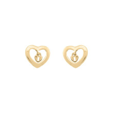 Jewelco London Ladies 9ct Yellow Gold Love Heart Dangling Padlock Stud Earrings - JES377