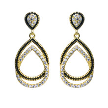 Jewelco London 14k Gold-plated Silver Round CZ Interlocked Pear Tears of Joy Drop Earrings - AES215