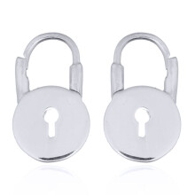 Jewelco London Rhodium Silver Round Love Padlock Drop Earrings - AER139