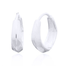 Jewelco London Rhodium Silver Knife Edge Huggie Hoop Earrings - AER141