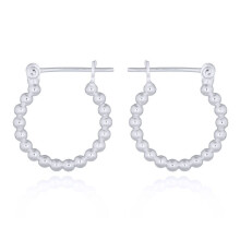 Jewelco London Rhodium Silver Beaded Popcorn Hoop Earrings - AER144