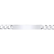 Jewelco London Mens Sterling Silver Traditional Flat Curb Chain Identity ID Bracelet 7.5mm 8.5 inch 21.5cm - ID33B