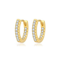 Jewelco London 14k Gold-plated Silver Round CZ Inside Out Pave Eternity Huggie Hoop Earrings - AER159