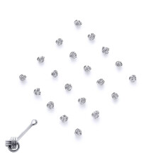 Jewelco London Unisex Rhodium Plated Sterling Silver Love Knot Wool Pack of 20 Nose Studs Piercing - NP11