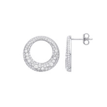 Jewelco London Ladies Rhodium Plated Sterling Silver CZ Graduated Serpent Circle Eternity Drop Earrings - GVE999