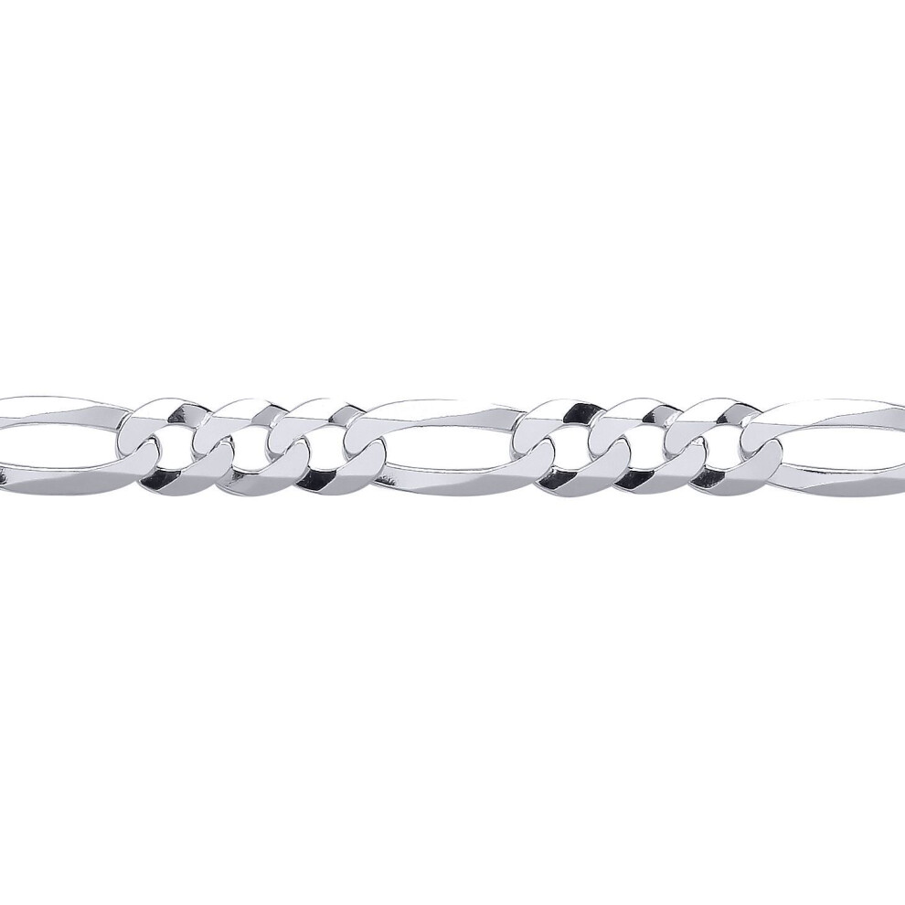 Photos - Vase (20) Jewelco London Rhodium Plated Sterling Silver Diamond-cut 3+1 Figaro Chain Necklace 8mm - GVCH49 GVCH49