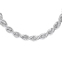 Jewelco London Ladies Rhodium Plated Sterling Silver Hollow Twisted Rope Link Chain Necklace 5mm 16 + 2 inch - GVK433-18