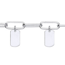 Jewelco London Ladies Sterling Silver Hanging Mini 13mm Dog Tags Oval Pill Paperclip Charm Bracelet 6mm 7.5 inch - GVB513
