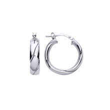 Jewelco London Ladies Rhodium Plated Sterling Silver Plaited Chunky Twist Hoop Earrings 20mm 5mm - ER140