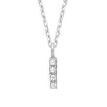 Jewelco London Ladies Rhodium Plated Sterling Silver Encrusted Mini Initial Pendant Necklace 16 + 1 inch - GIN6I