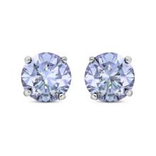 Jewelco London Ladies Sterling Silver Lilac Lavender Cubic Zirconia Double Gallery Solitaire Stud Earrings 5mm 1.00ct - RD5VIO