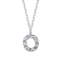 Jewelco London Ladies Rhodium Plated Sterling Silver Encrusted Mini Initial Pendant Necklace 16 + 1 inch - GIN6O