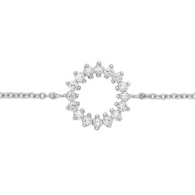 Jewelco London Ladies Rhodium Plated Sterling Silver CZ Supernova Fizzy Cluster Rolo Charm Bracelet 7.25 + 1 inch - GVB567