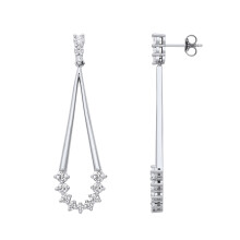 Jewelco London Ladies Rhodium Plated Sterling Silver CZ Flaming Comet Chandelier Drop Earrings - EAG1204