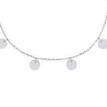 Jewelco London Ladies Rhodium Plated Sterling Silver 8 Hanging Mini Discs Sequin Charm Bracelet 6.5 + 1 inch - GVB491