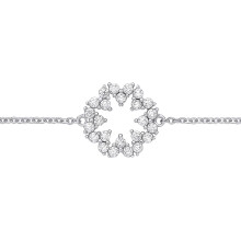 Jewelco London Ladies Rhodium Plated Sterling Silver CZ Supernova Cluster Rolo Charm Bracelet 7.25 + 1 inch - GVB565