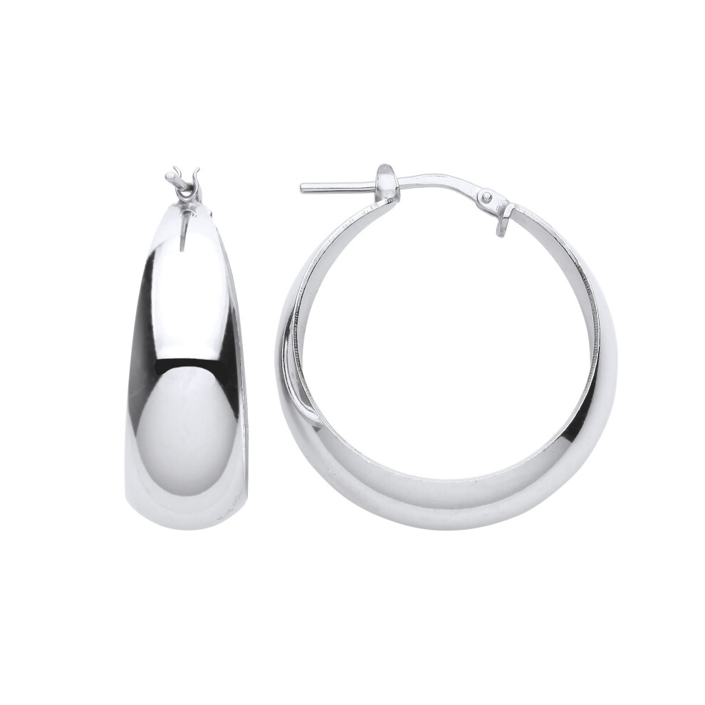 Jewelco London Ladies Rhodium Plated Sterling Silver Graduated Hammock Hoop Creole Earrings - Er135