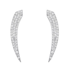 Jewelco London Ladies Rhodium Plated Sterling Silver CZ Fangs Horns of Plenty Drop Earrings - EAG1166