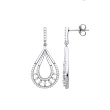 Jewelco London Ladies Rhodium Plated Sterling Silver CZ Horseshoe Egyptian Collar Drop Earrings - EAG1109