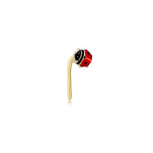 Jewelco London 9ct Gold Red & Black Enamel Ladybird Protection & Good Luck L-Post Nose Stud, 3mm - 1-70-0719