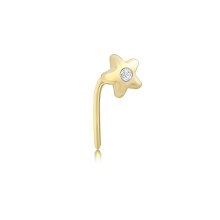 Jewelco London 9ct Gold Cubic Zirconia Solitaire Lucky Star L-Post Nose Stud, 4mm - 1-70-0699