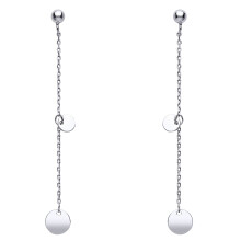 Jewelco London Ladies Rhodium Plated Sterling Silver Medallion Disc Shoulder Duster Ball Drop Earrings - EAG1009