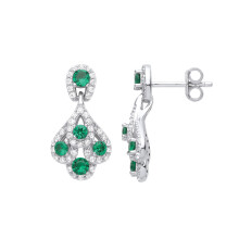 Jewelco London Ladies Rhodium Plated Sterling Silver Green CZ Tadpole Quad Knot Drop Earrings - EAG1017