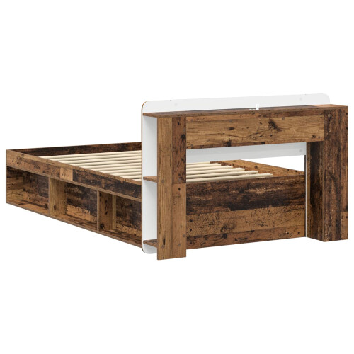 VidaXL vidaXL Bed Frame with Storage Old Wood 75 x 190 cm Engineered Wood 1