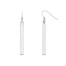 Jewelco London Platinum Plated Sterling Silver Cuboid Column Pillar Drop Earrings 4mm 40mm - EAG1271