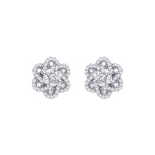 Jewelco London Ladies Rhodium Sterling Silver Marquise Baguette CZ Magen David Star Daisy Cluster Stud Earrings - EAG1291