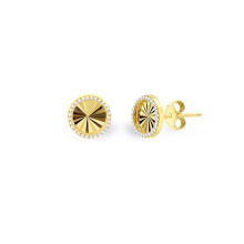 Jewelco London Women's 9ct Gold Fluted Starburst Round Stud Earrings, 6mm - 2-55-9491