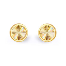 Jewelco London Women's 9ct Gold Magic Rainbow Spectrum Fluted Starburst Round CD Disc Stud Earrings, 8mm - 1-55-9539