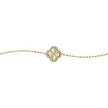 Jewelco London Gold-plated Sterling Silver CZ Diamond-cut Fluted Starburst Disc Clover Kiss Lucky Charm Bracelet 6-7.5" - 8-29-2772
