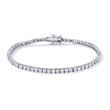 Jewelco London Rhodium Coated Sterling Silver Cubic Zirconia Claw set Tennis Bracelet 2.5mm 4.00CTS - ABB115A-2.5mm