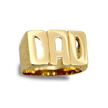 (Z) Jewelco London Men's Solid 9ct Yellow Gold Barked Sides DAD Ring - JRN503