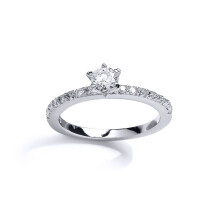 (G) Jewelco London Girls Sterling Silver Cubic Zirconia Shoulder set Solitaire Engagement Ring - GVR13K