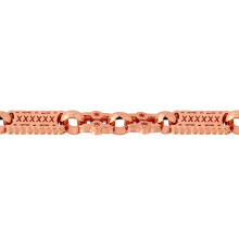 Jewelco London Rose Coloured Flash-plated Solid Brass Stars & Bars 10mm Bracelet 8 inch - BBB361-7.5