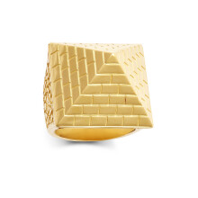 (Z+3) Jewelco London Men's Solid 9ct Yellow Gold Egyptian Pyramid 1 1/2oz 30mm Signet Ring - JRN585