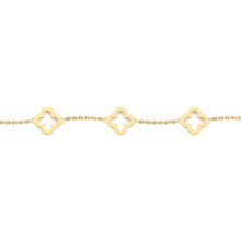 Jewelco London Solid 9ct Yellow Gold Open Clover Link 8mm Charm Bracelet, 6.5-7.5" 16.5-19cm - JBB450