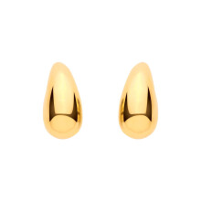 Jewelco London Yellow Gold-Plated Sterling Silver Molten Puffed Organic Teardrop Pear Drop Earrings - EAG1439