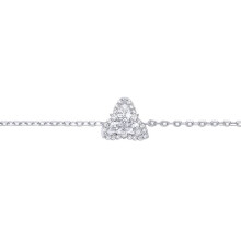 Jewelco London Rhodium Plated Sterling Silver Pear CZ Celtic Trinity Knot Cluster Charm Bracelet - GVB616