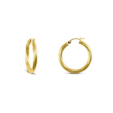 Jewelco London Gold-plated Sterling Silver Twist Hoop Earrings 3mm 25mm - AER001C-GP