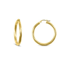 Jewelco London Gold-plated Sterling Silver Twist Hoop Earrings 3mm 30mm - AER001D-GP