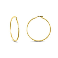 Jewelco London Gold-plated Sterling Silver Polished Hoop Earrings 2mm 43mm - AER008A-GP