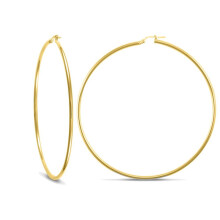 Jewelco London Gold-plated Sterling Silver Polished Hoop Earrings 2mm 72mm - AER008C-GP