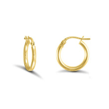 Jewelco London Gold-plated Sterling Silver Polished Hoop Earrings 2mm 14mm - AER009A-GP